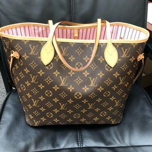 100% Authentic Louis Vuitton Neverfull MM Rose Bal